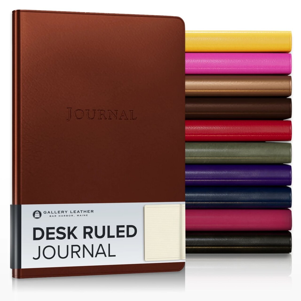 Gallery Leather Journal - Crafted in Maine, USA - Elegant Leather Writing Notebook with 192 Lined Pages - A Timeless Space for Your Thoughts - 8x5.5, Desk Lined